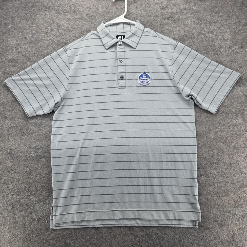 FootJoy Polo Shirt Mens M Gray Polyester Spandex Golf Jersey Stretch Collared